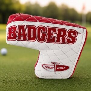 Wisconsin Badgers Team Golf Blade Putter Headcover Red White Quilted EUC